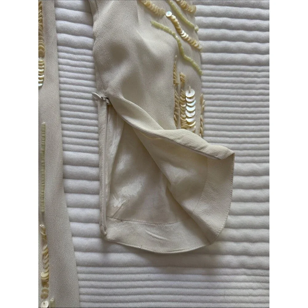 FREE PEOPLE LIMITED EDITION Ivory Art Deco Embellished Mini Dress Sequin Rare
